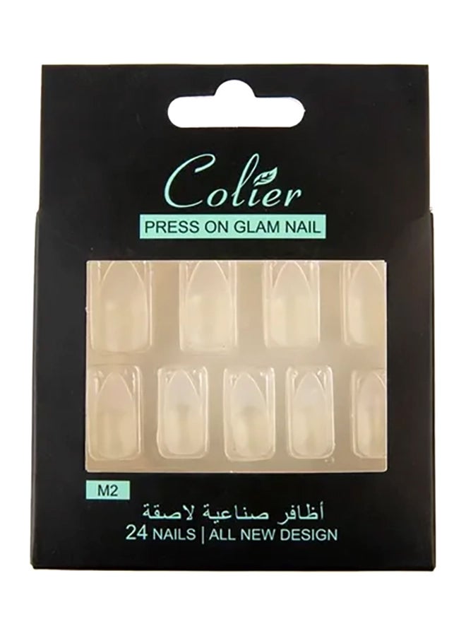 COLIER 24-Piece Attractive Press On Glam Nail Set Clear  - Image 1