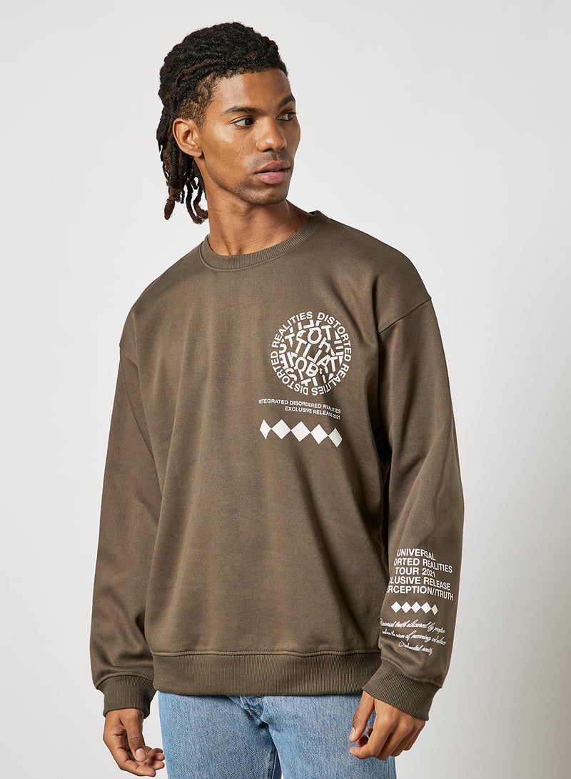 STATE 8 - Printed Sweatshirt Brown - Image 1