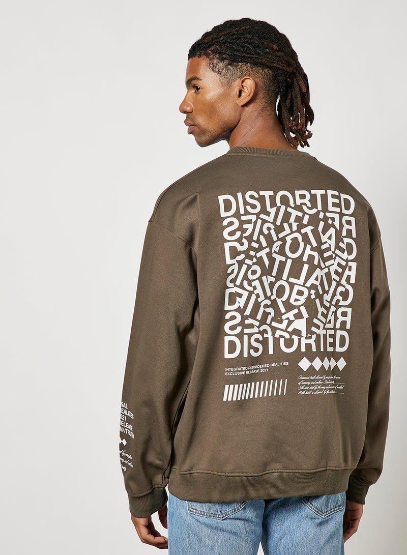 STATE 8 - Printed Sweatshirt Brown - Image 1