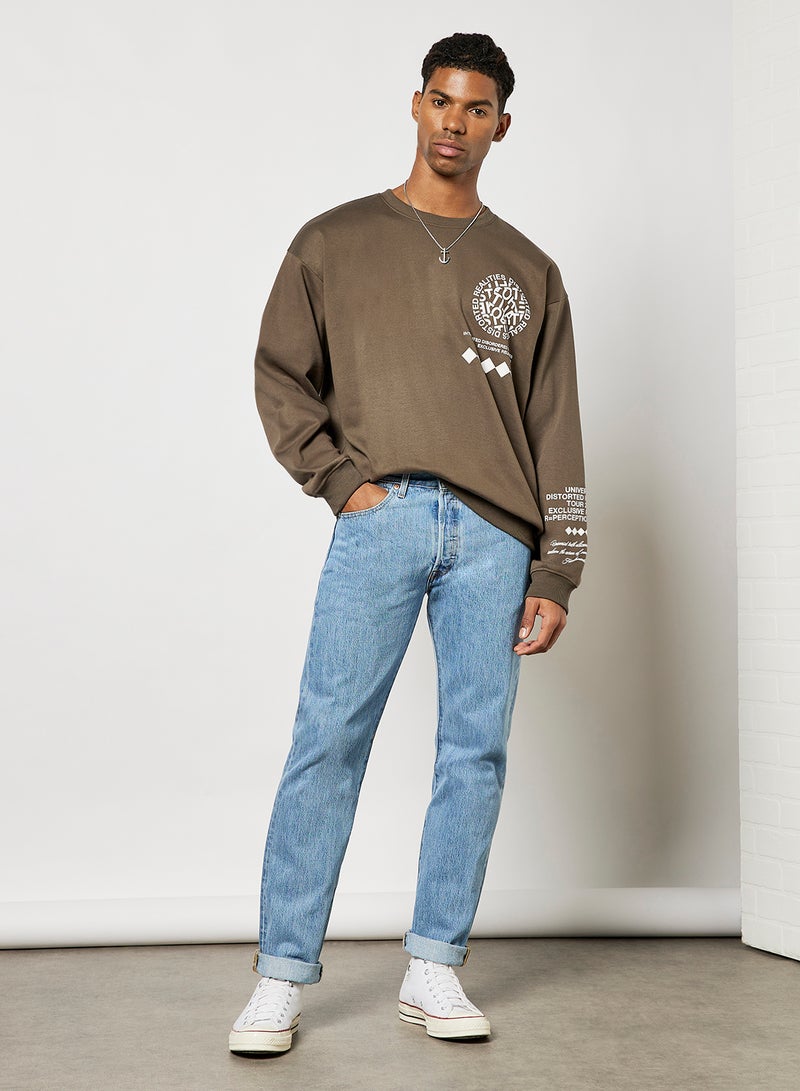 STATE 8 - Printed Sweatshirt Brown - Image 1