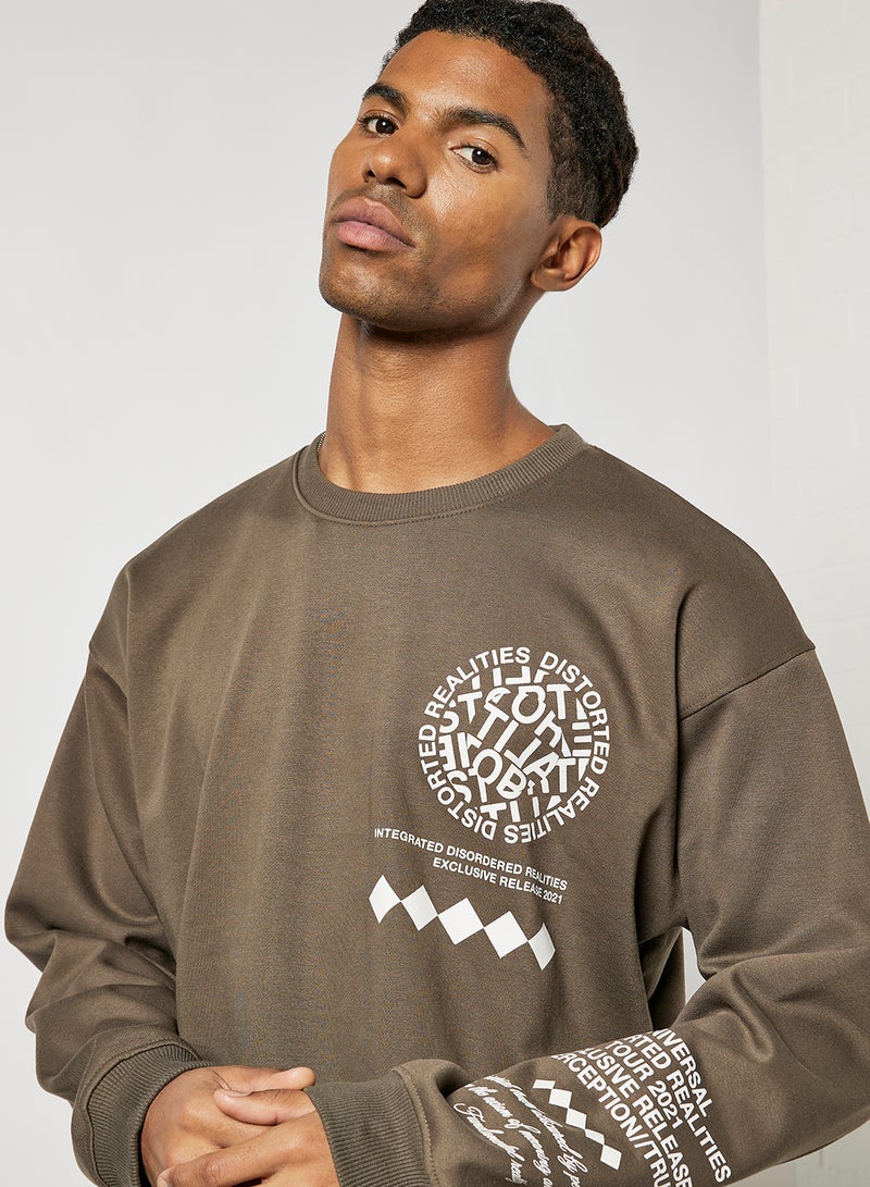 STATE 8 - Printed Sweatshirt Brown - Image 1