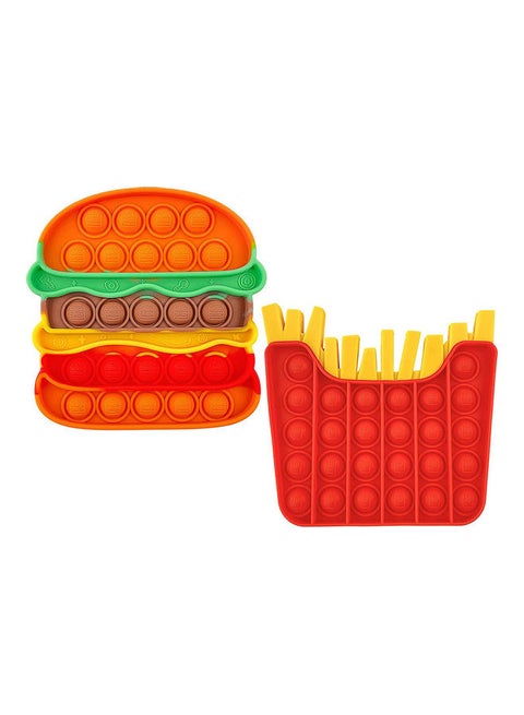 2-Piece Pop Push It  Burger And Fries Bubble Fidget Sensory Toy