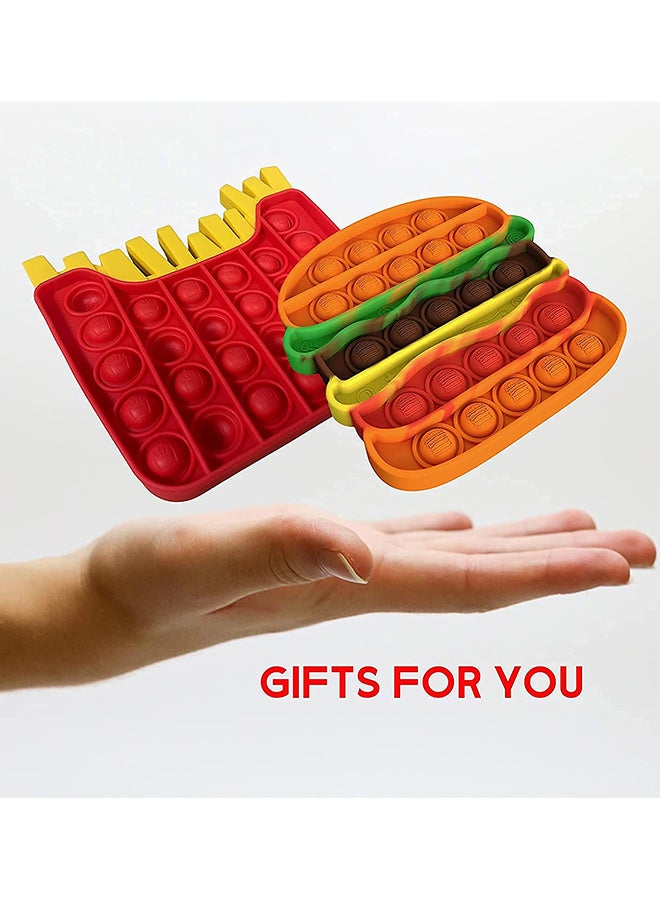 XiuWoo - 2-Piece Pop Push It  Burger And Fries Bubble Fidget Sensory Toy - Image 1