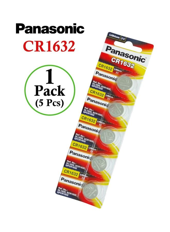 Panasonic CR1632 Lithium 3V Coin Cell Battery Silver- 5Pcs - Image 1