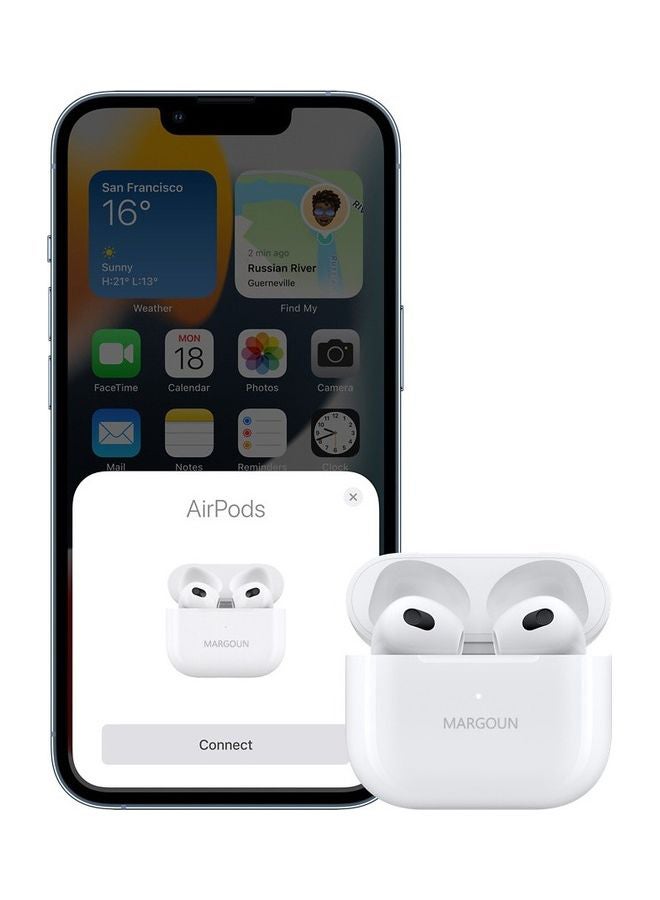 MARGOUN - 3rd Generation True Wireless Earphones Sport Bluetooth Noise Cancellation Earbuds Compatible with All iPhone and Android Smartphones White - Image 1