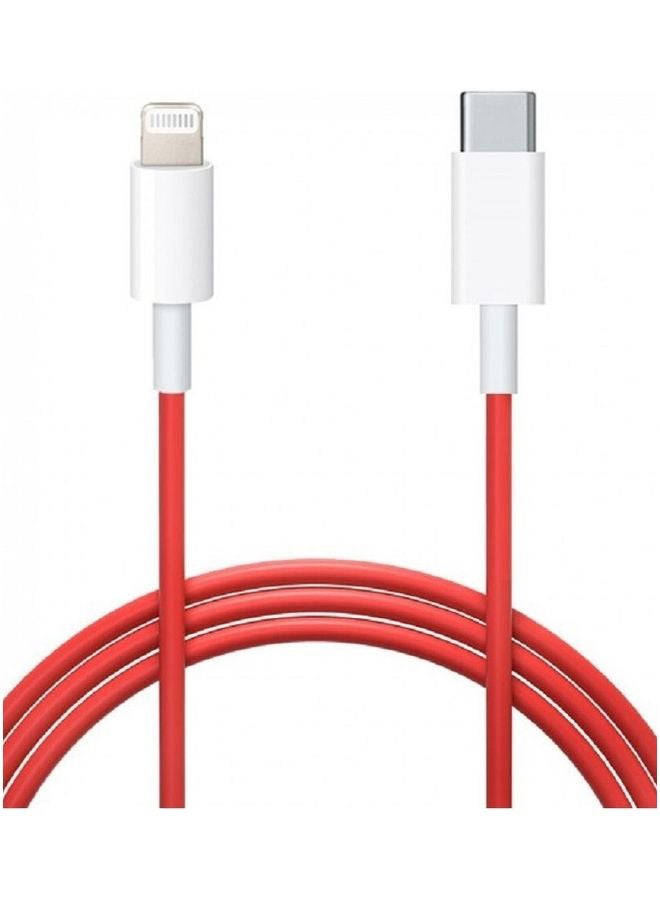 MARGOUN - 20W USB-C Power Adapter with Fast Charge USB-C to Lightning Cable 1m White/Red - Image 1