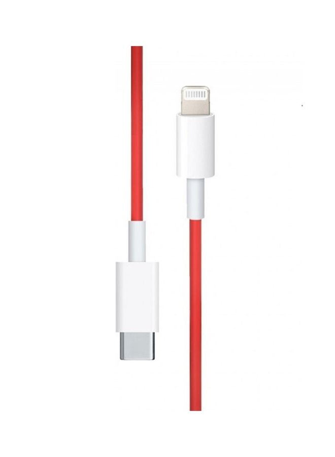 MARGOUN - 20W USB-C Power Adapter with Fast Charge USB-C to Lightning Cable 1m White/Red - Image 1