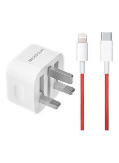 MARGOUN 20W USB-C Power Adapter with Fast Charge USB-C to Lightning Cable 1m White/Red  - Image 5