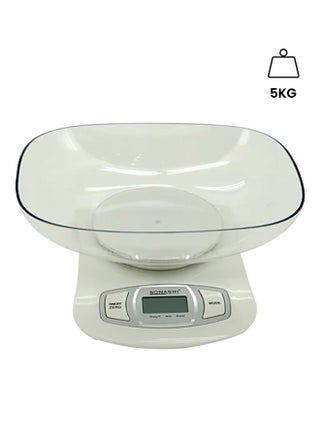 Kitchen Scale with LCD Display  Perfect Weighting Scale with Plastic Transparent Bowl  Featured with Low Battery and Over Load Indication  Measure your food with ease White SKS-001 White - v1651502940/N13426001A_1