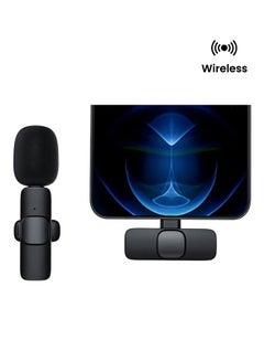 Wireless Lavalier Microphone, Plug-Play, No App Needed, Suitable for Lightning and Type C Interface Mobile Phones Black