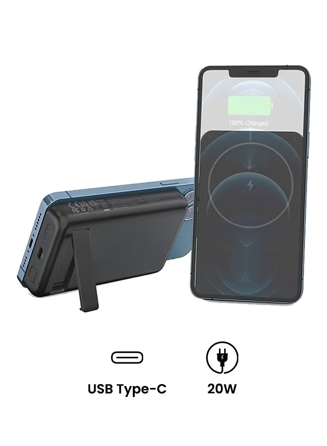 CHOETECH 10000.0 mAh Magnetic Wireless Charger Power Bank With Phone Holder Black - Image 2