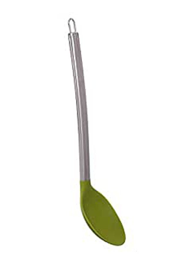 Silicone Cooking Spoon With Stainless Steel Handle Green - Image 1