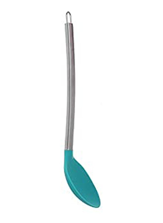Silicone Cooking Spoon With Stainless Steel Handle Turquoise Blue - Image 1