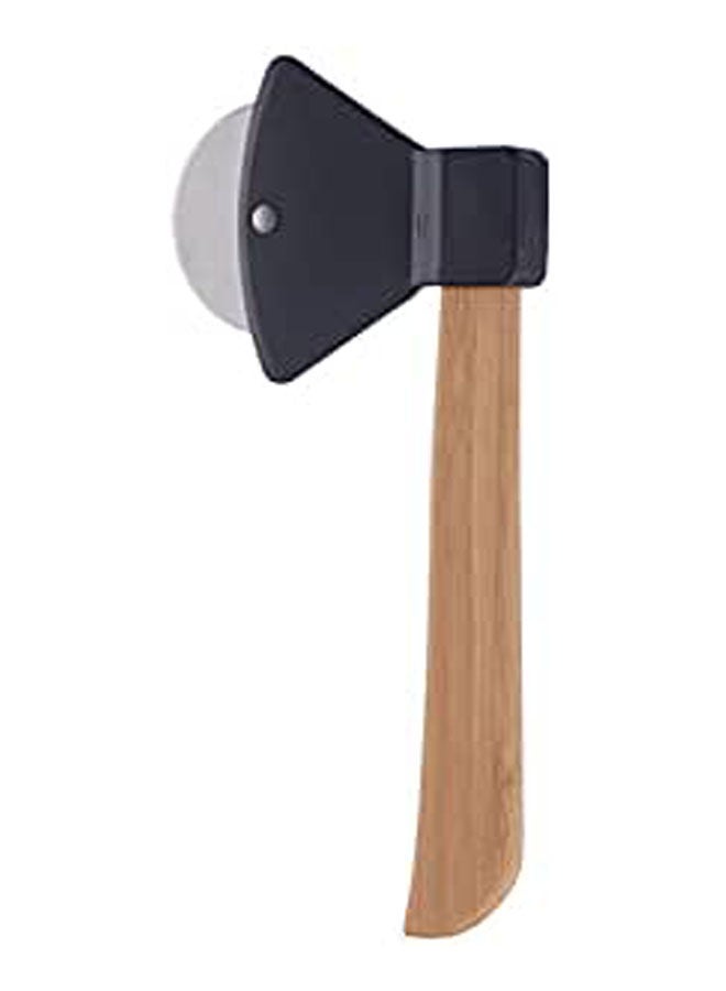 قطاعة بيتزا من الفولاذ المقاوم للصدأ بمقبض خشبي - Image 2