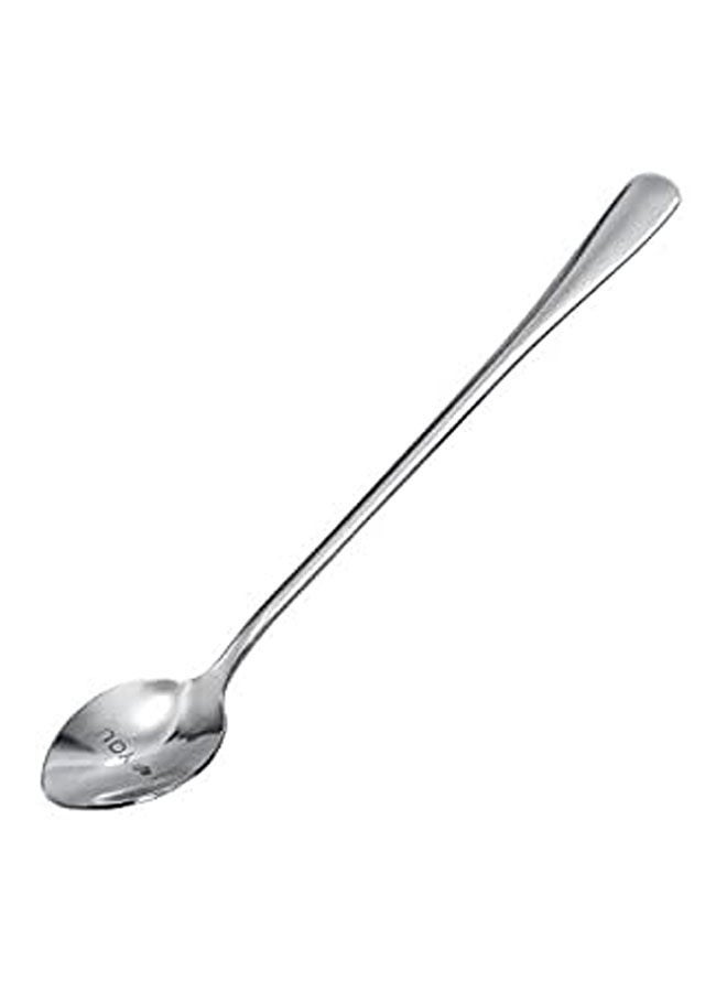 Stamped Engraved Stainless Steel Long Handle Ladle Personalized Coffee Milk Stir Spoon With Lettering For Gifts Silver  - Image 1