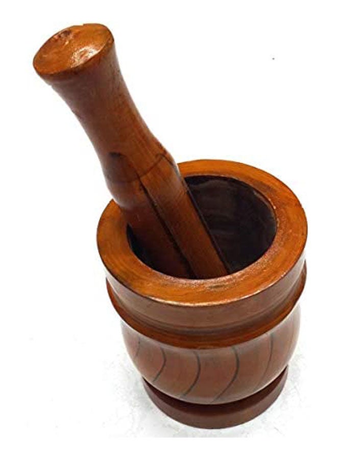 Wooden Mortar And Pestle  Jumbo Brown  - Image 2