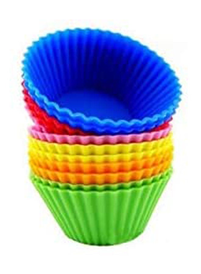 Small Family Silicone Cupcake Liners/Baking Cups 12 Vibrant Muffin Molds In Storage Multicolour  - Image 1