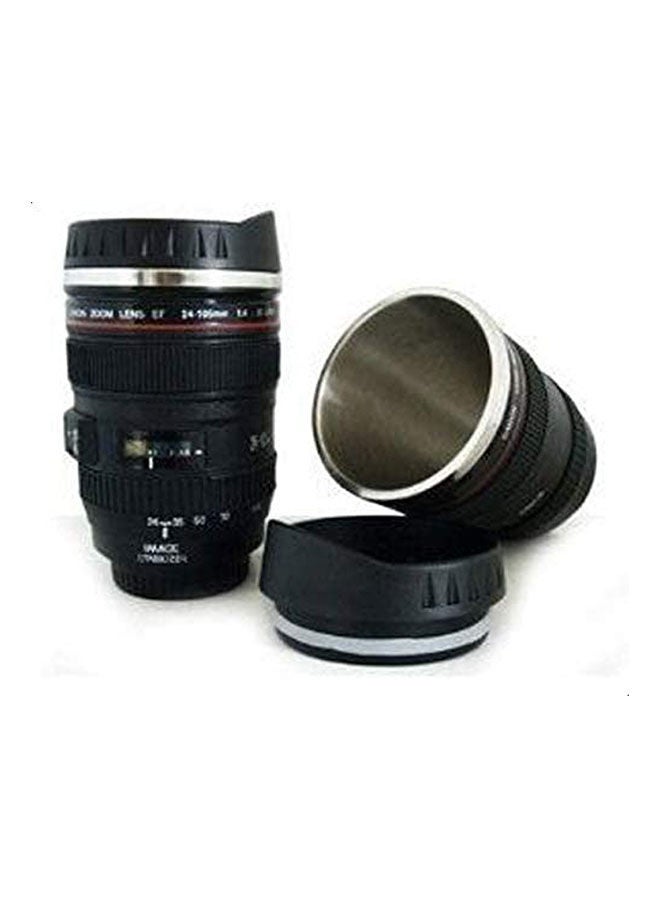 Camera Lens Travel Thermos Mug 400Ml Stainless Steel Tumbler 24-105Mm Black