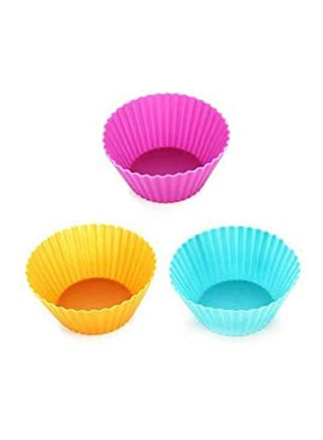 Convenient And Practical Pantry Elements Silicone Cupcake Liners-Baking Cups - 12 Vibrant Muffin Molds Multicolour
