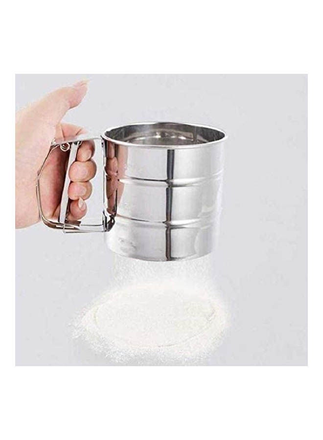 Manual Mesh Flour Sugar Powder Stainless Steel Hand Sifter Sieve Cup Baking Tool Silver - Image 2