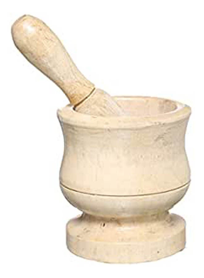 Wooden Mortar And Pestle Beige Mcm 