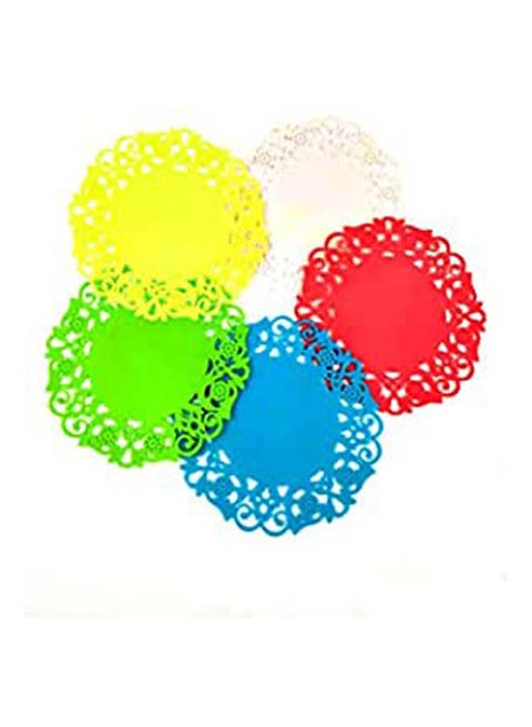 Mixed Placemats Silicone Hollow Out Flower Lace Round Shape Placemats Pad Insulation Mat Multicolour