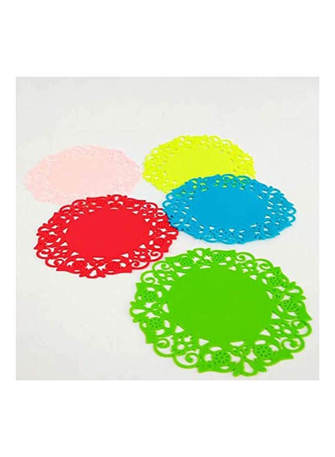 Generic - Mixed Placemats Silicone Hollow Out Flower Lace Round Shape Placemats Pad Insulation Mat Multicolour - Image 1
