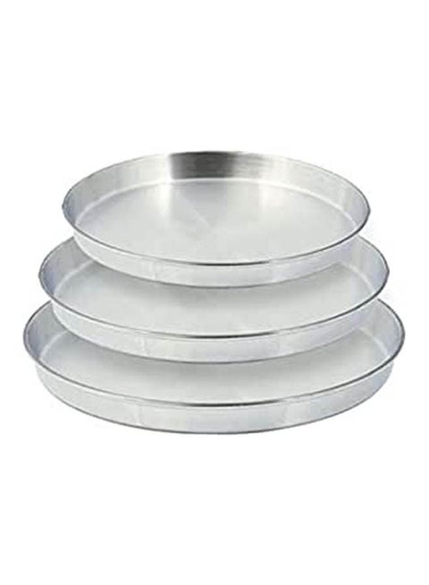 Pizza Pan Set Aluminum Silver 26-28-30cm