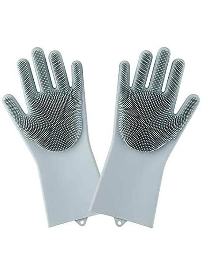 Housework Cleaning Non-slip Washing Gloves Grey 28x16cm 