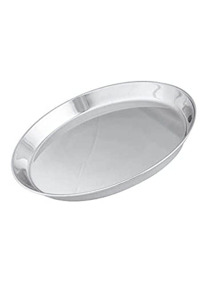 Rounded Pizza Tray Silver 34cm
