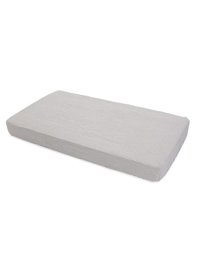 little unicorn Cotton Muslin Crib Sheet Grey Stripe  - Image 3