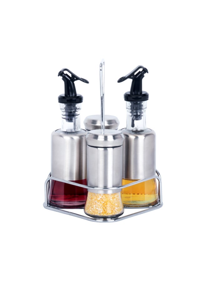 ALMUFARREJ 4-Piece Spice Bottle Set Silver 200ml - Image 1