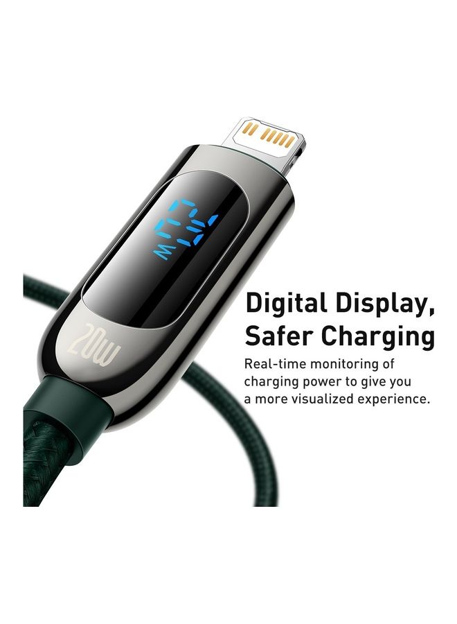 Baseus - USB C to Lightning Cable, 20W PD Type C to Lightning Cord with LED Display Compatible with iPhone 14 Pro Max 13/13 Pro 12 Pro Max 12 11 X XS XR 8 Plus, AirPods Pro, Supports Power Delivery 2M Green - Image 1