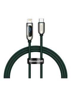Baseus USB C to Lightning Cable, 20W PD Type C to Lightning Cord with LED Display Compatible with iPhone 14 Pro Max 13/13 Pro 12 Pro Max 12 11 X XS XR 8 Plus, AirPods Pro, Supports Power Delivery 1M Green  - Image 1