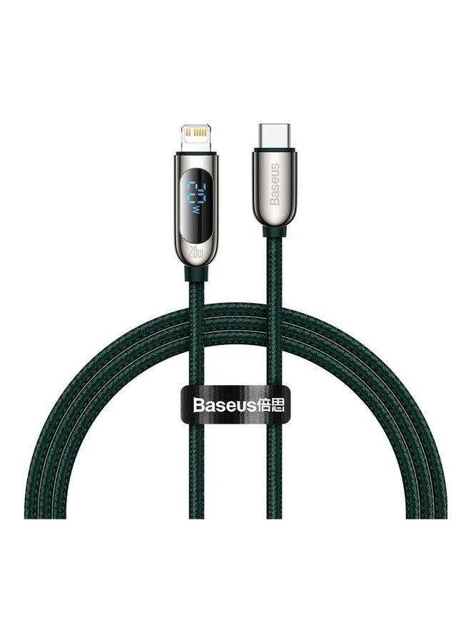 Baseus USB C to Lightning Cable, 20W PD Type C to Lightning Cord with LED Display Compatible with iPhone 14 Pro Max 13/13 Pro 12 Pro Max 12 11 X XS XR 8 Plus, AirPods Pro, Supports Power Delivery 1M Green  - Image 1