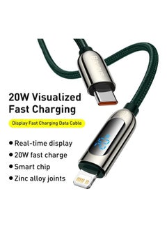 Baseus USB C to Lightning Cable, 20W PD Type C to Lightning Cord with LED Display Compatible with iPhone 14 Pro Max 13/13 Pro 12 Pro Max 12 11 X XS XR 8 Plus, AirPods Pro, Supports Power Delivery 1M Green  - Image 2