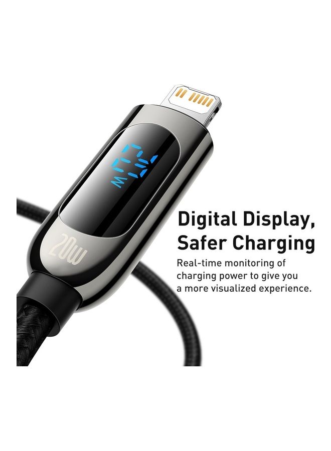Baseus - USB C to Lightning Cable, 20W PD Type C to Lightning Cord with LED Display Compatible with iPhone 14 Pro Max 13/13 Pro 12 Pro Max 12 11 X XS XR 8 Plus, AirPods Pro, Supports Power Delivery 1M Black - Image 1