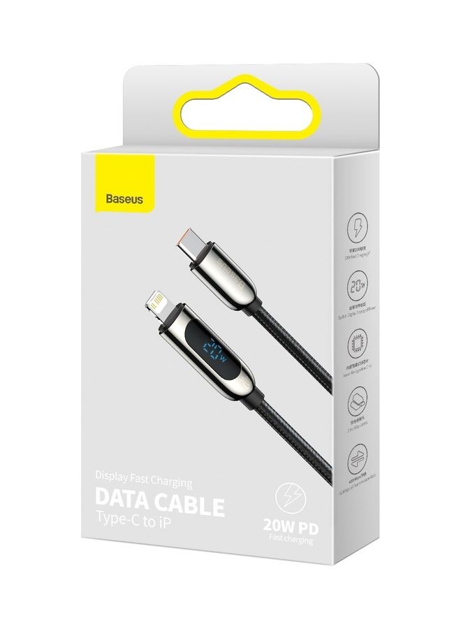 Baseus - USB C to Lightning Cable, 20W PD Type C to Lightning Cord with LED Display Compatible with iPhone 14 Pro Max 13/13 Pro 12 Pro Max 12 11 X XS XR 8 Plus, AirPods Pro, Supports Power Delivery 1M Black - Image 1