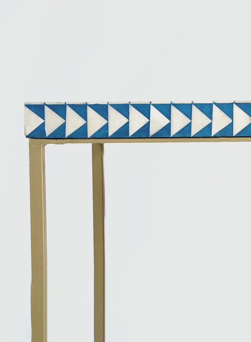 ebb & flow - Side Table Luxurious - In Gold/Blue Bone Inlay - Used Next To Sofa As Coffee Corner Gold/Blue - Image 1