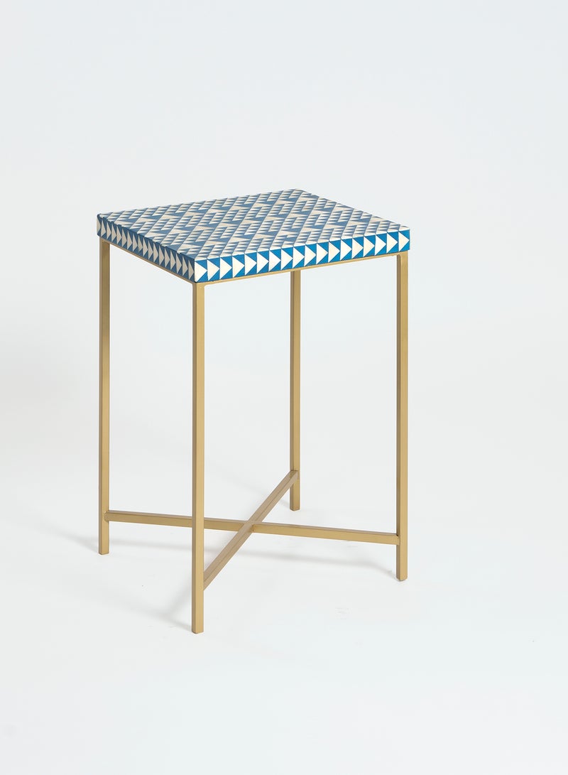 ebb & flow - Side Table Luxurious - In Gold/Blue Bone Inlay - Used Next To Sofa As Coffee Corner Gold/Blue - Image 1