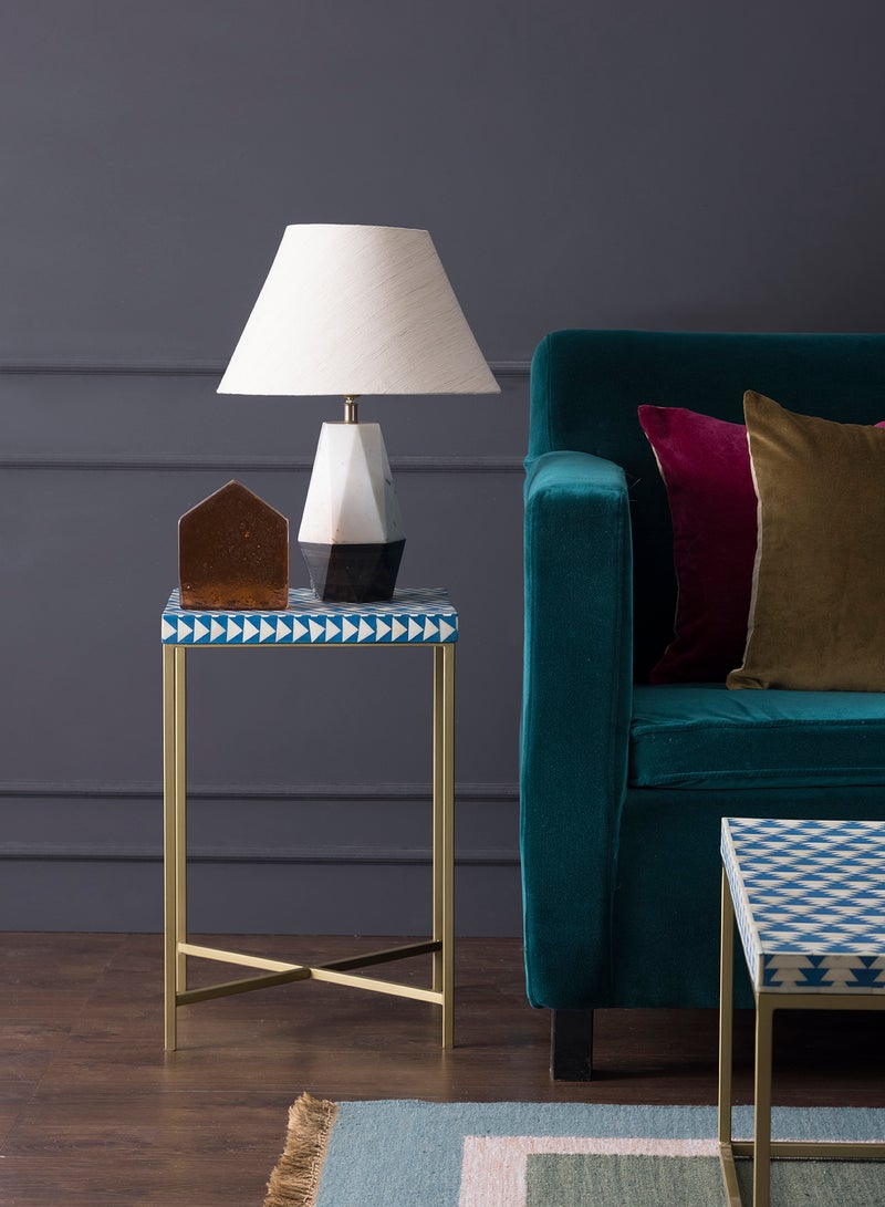 ebb & flow - Side Table Luxurious - In Gold/Blue Bone Inlay - Used Next To Sofa As Coffee Corner Gold/Blue - Image 1