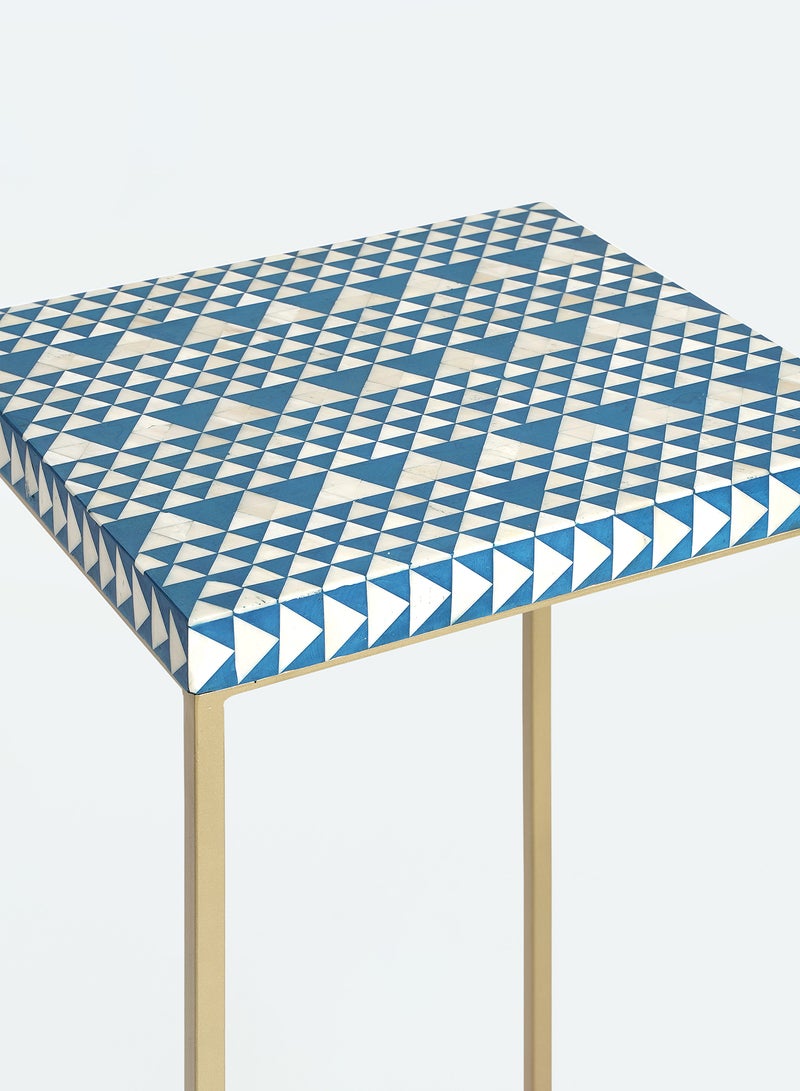 ebb & flow - Side Table Luxurious - In Gold/Blue Bone Inlay - Used Next To Sofa As Coffee Corner Gold/Blue - Image 1