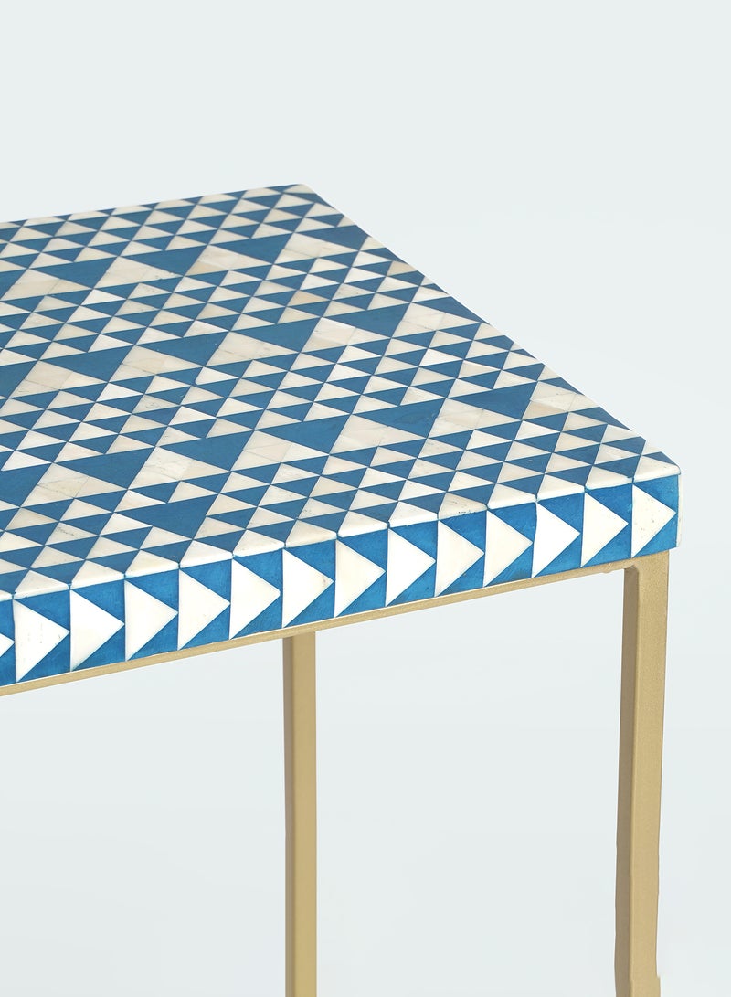 ebb & flow - Side Table Luxurious - In Gold/Blue Bone Inlay - Used Next To Sofa As Coffee Corner Gold/Blue - Image 1