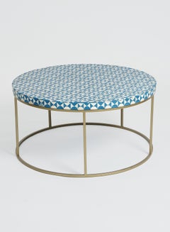 Coffee Table Luxurious -Used As Coffee Corner In Blue/Gold Bone Inlay - Size 80 X 80 X 40 Blue/Gold 80 x 80 x 40cm