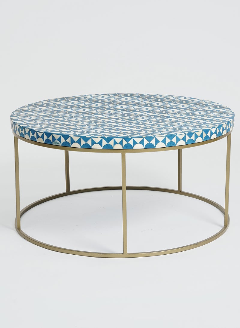 ebb & flow - Coffee Table Luxurious -Used As Coffee Corner In Blue/Gold Bone Inlay - Size 80 X 80 X 40 Blue/Gold 80 x 80 x 40cm - Image 1