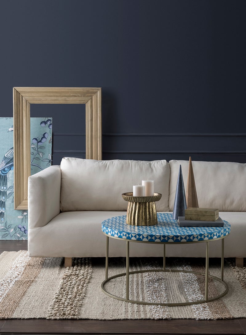 ebb & flow - Coffee Table Luxurious -Used As Coffee Corner In Blue/Gold Bone Inlay - Size 80 X 80 X 40 Blue/Gold 80 x 80 x 40cm - Image 1