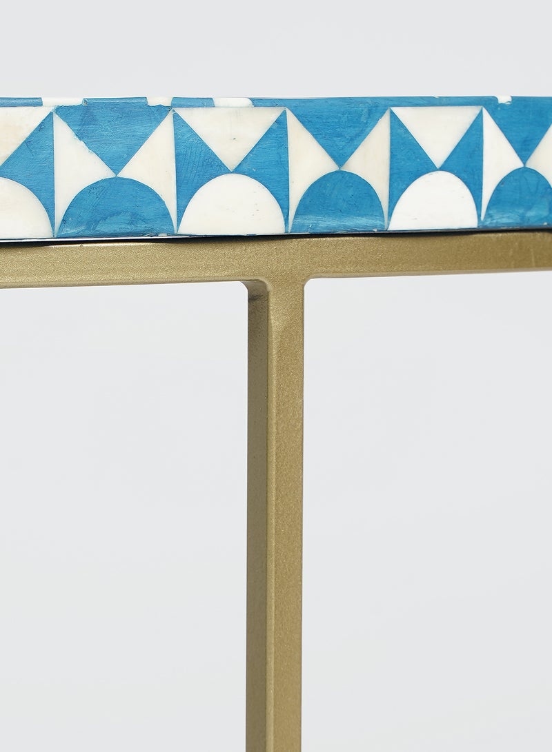 ebb & flow - Coffee Table Luxurious -Used As Coffee Corner In Blue/Gold Bone Inlay - Size 80 X 80 X 40 Blue/Gold 80 x 80 x 40cm - Image 1