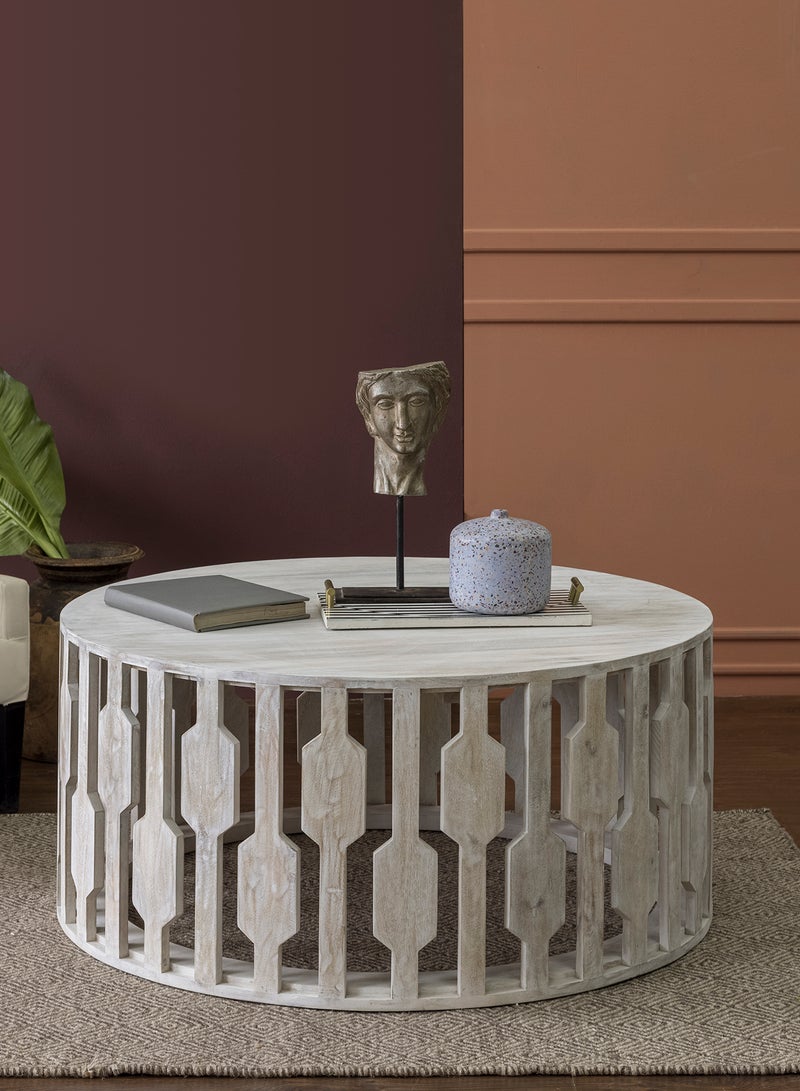 ebb & flow - Coffee Table Luxurious -Used As Coffee Corner In White Wood - Size 100 X 100 X 45 White 100 x 100 x 45cm - Image 1