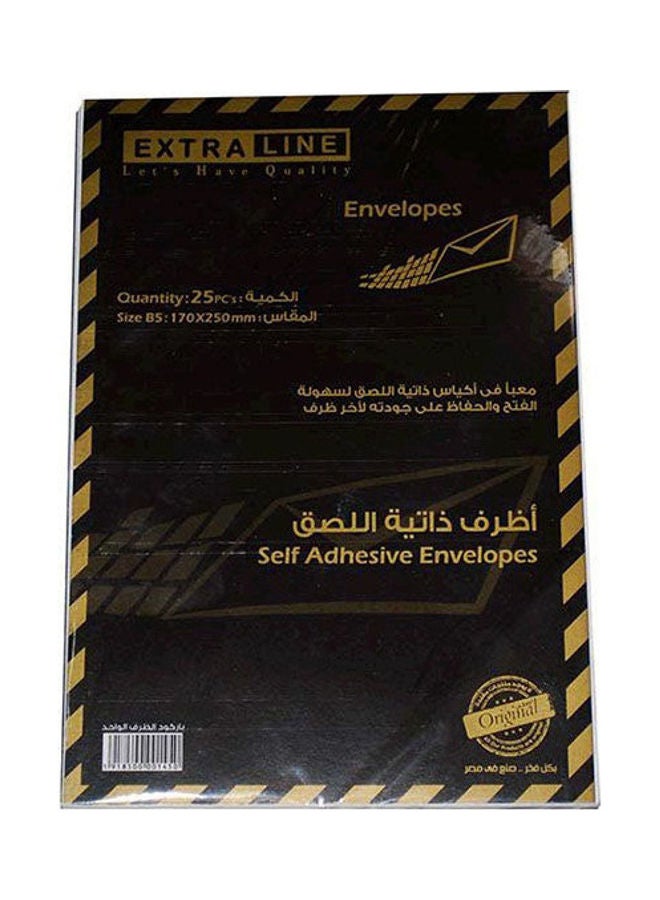 EXTRA LINE 25 pcs Envelope Self-Adhesive 100 Gm B5 White 