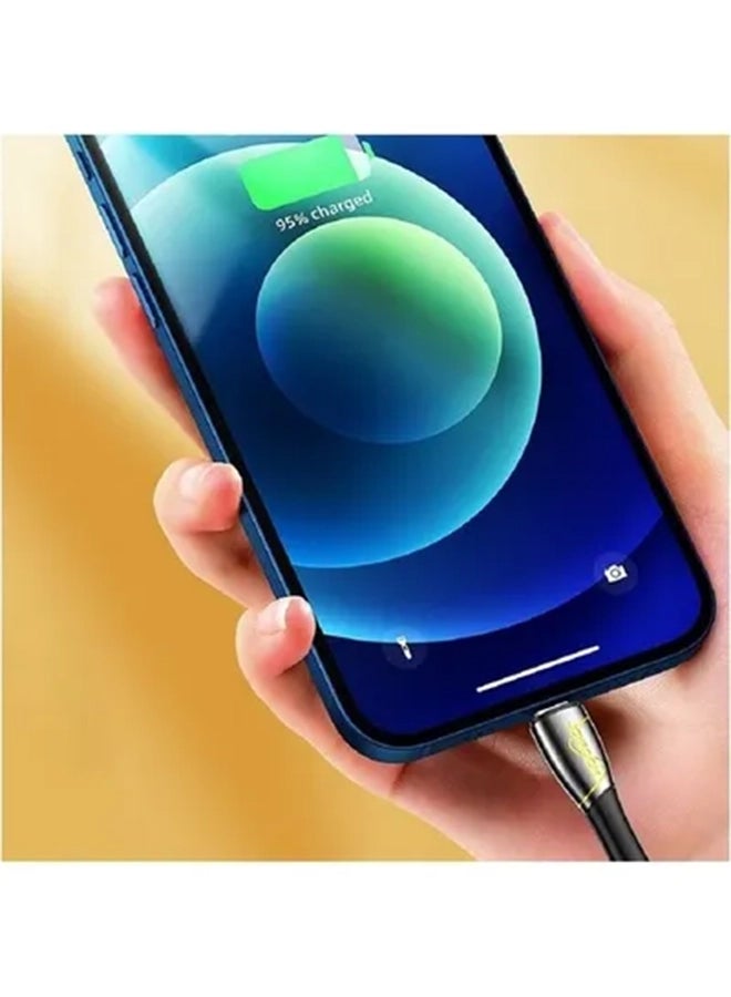 جوي روم كابل بطول 1.2 متر من سبيكة الزنك والنايلون بتصميم مضفر وتيار 5 أمبير لشاحن فائق السرعة ومنفذ Type-C أسود - Image 2